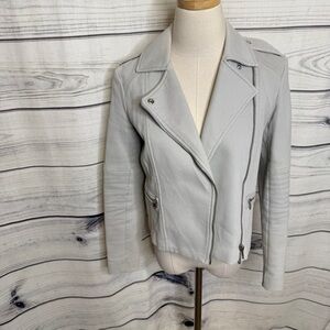 Banana Republic Light Gray Leather Moto Jacket